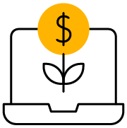 Simplified digital illustration of stacked coins in dark blue and light blue colors.