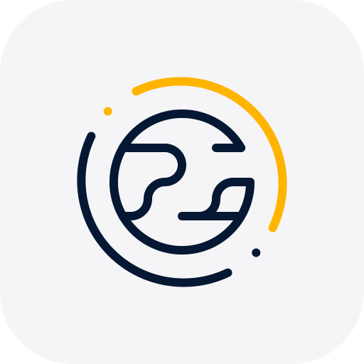 Icon of the Earth with abstract lines and circles surrounding it