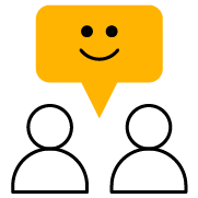 A cartoon face with a sad expression on the left and a happy expression on the right, both with dotted eyes and simple mouths, with a tongue sticking out below.