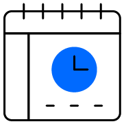 Calendar with a clock icon