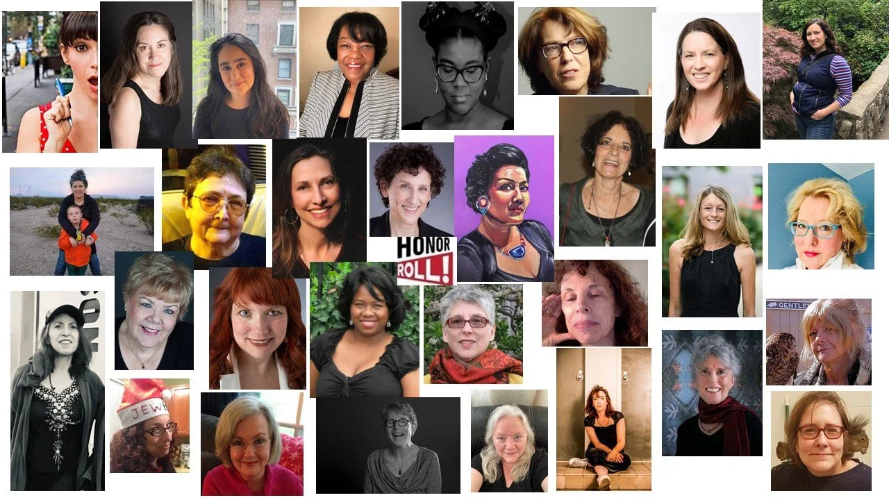 Collage of various women of different ages, appearances, and backgrounds, some in casual settings, outdoors and indoors, smiling or posing for the camera.