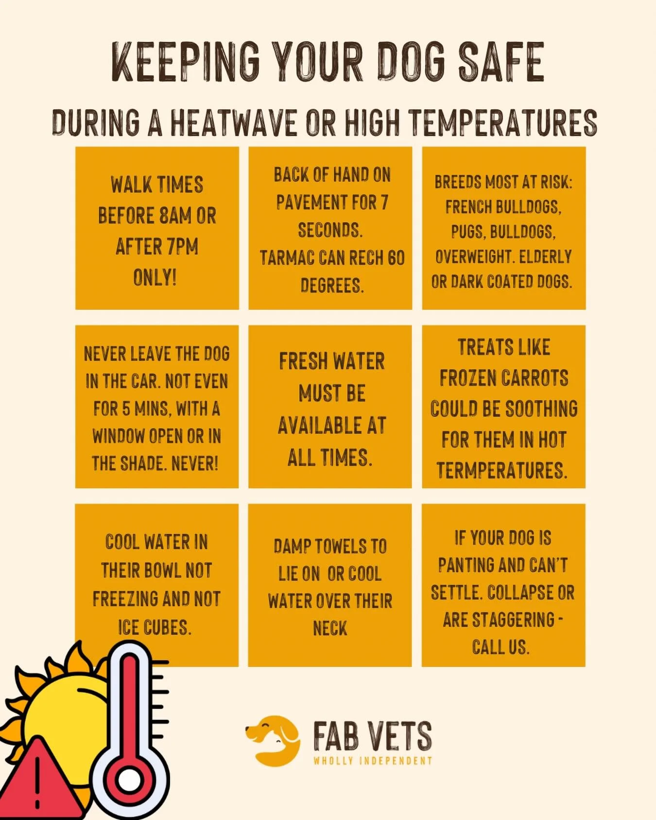 The sun is out Stourbridge, and whilst we are absolutely here for it, your dog needs a little extra looking after this week. ☀️🐾

Save this graphic. Share it with every dog owner you know.

The things we see most during a heatwave are entirely preve