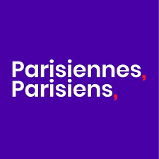 Texte blanc sur fond violet : 'Parisiennes, Parisiens'.