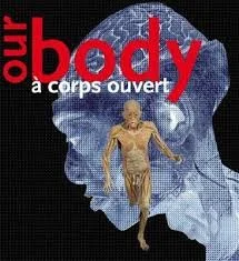 Couverture du livre intitulé 'Our Body' avec un humain et une tête en silhouette en fond noir.