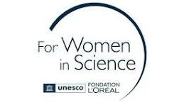Logo de la Fondation L'Oréal pour la science au féminin, avec le texte 'For Women in Science' et le logo de l'UNESCO.