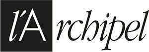 Logo avec le texte 'l'Archipel' en style élégant, avec un fond noir et du texte blanc et gris.