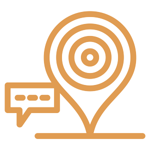 conversation bubble and pin target icon