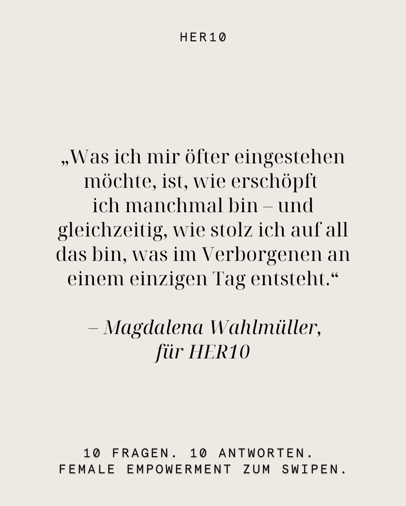 Viele Frauen halten so viel &ndash; jeden Tag. Projekte, Emotionen, Verantwortung, Erwartungen.

Und oft sehen wir selbst gar nicht, wie viel davon unsichtbar bleibt. 

Dieser Satz von @magdalenawahlmueller erinnert daran, dass Stolz und Ersch&ouml;p