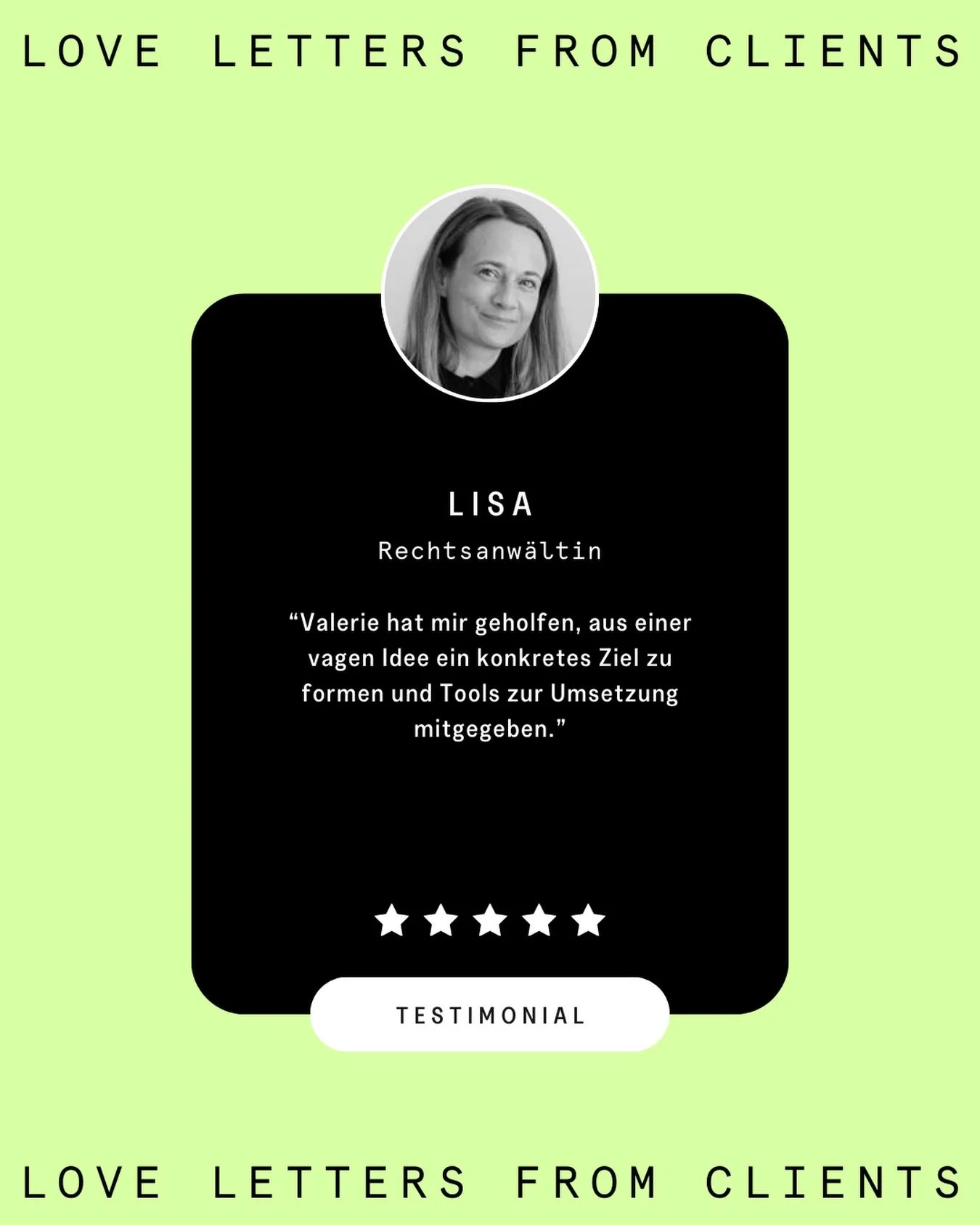 Diese Art von Feedback macht mich stolz &ndash; weil ich sehe, was m&ouml;glich ist, wenn jemand sich wirklich auf den Prozess einl&auml;sst.
 Lisa ist Rechtsanw&auml;ltin und Mutter von zwei Kindern. Im Mentoring haben wir ihre beruflichen Ziele ges