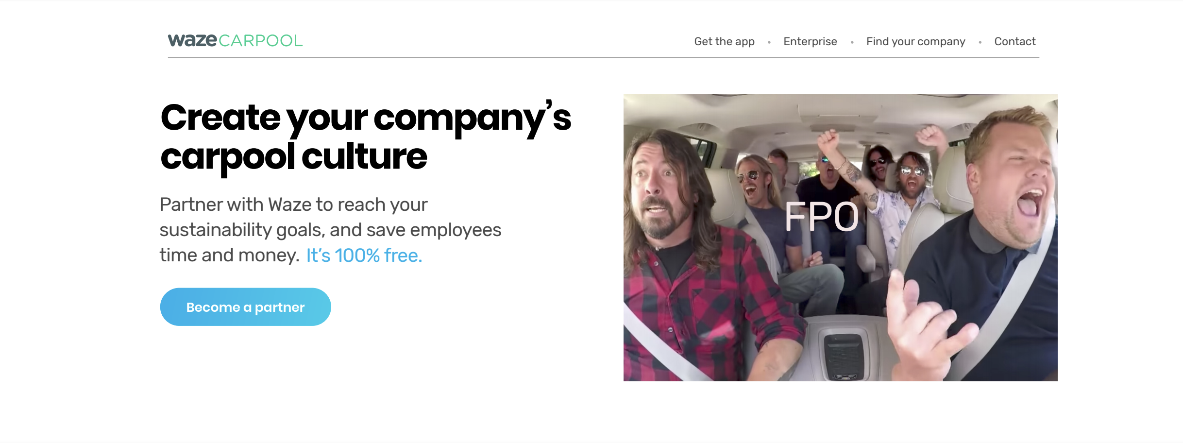 A group of people inside a van singing and raising their fists, with the text 'FPO' overlaid on the image.