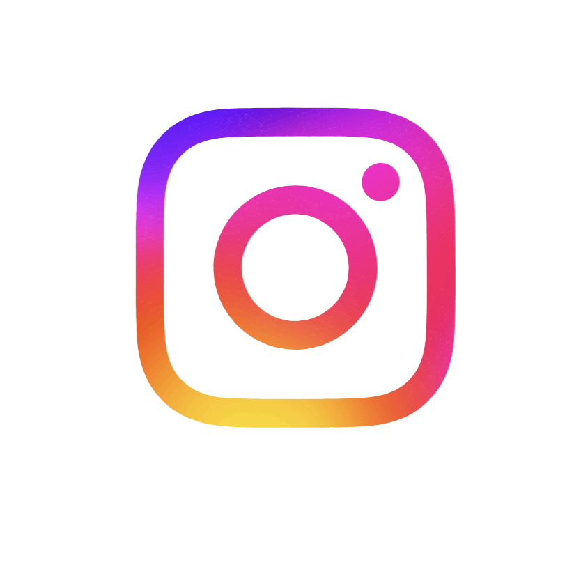 Instagram logo with a colorful gradient outline on a white background.