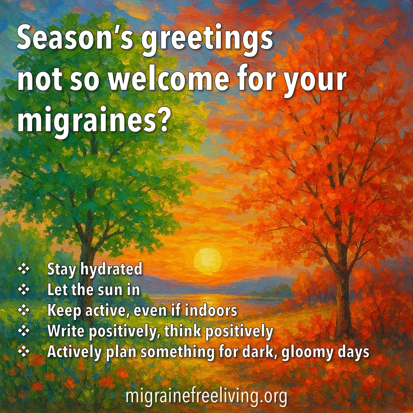You&rsquo;d think pumpkin spice would be a universal tonic, but alas, the barometric mood swings and dwindling sunlight can turn autumn into a real head-thumper. Don't lose your spring and summer gains just because the seasons have changed.

migraine