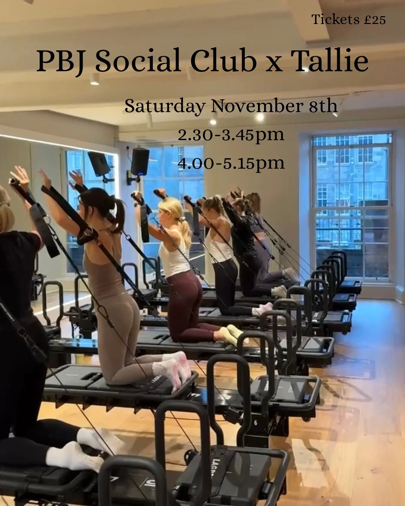 Back again with another Social Club @meettallie 🥳 join us on Saturday November 8th, 2.30pm &amp; 4pm. Come alone, bring a friend, bring family, everyone is welcome! Tickets are &pound;25, enjoy a Lagree class suitable for all levels, a goodie bag an