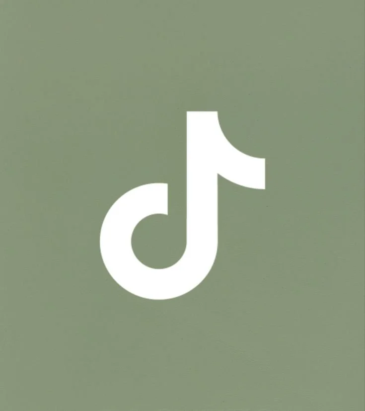 TikTok logo on a muted green background.