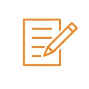 Icon of a sheet of paper with lines and a pencil