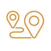 Icon of a map with two location pins connected by a route