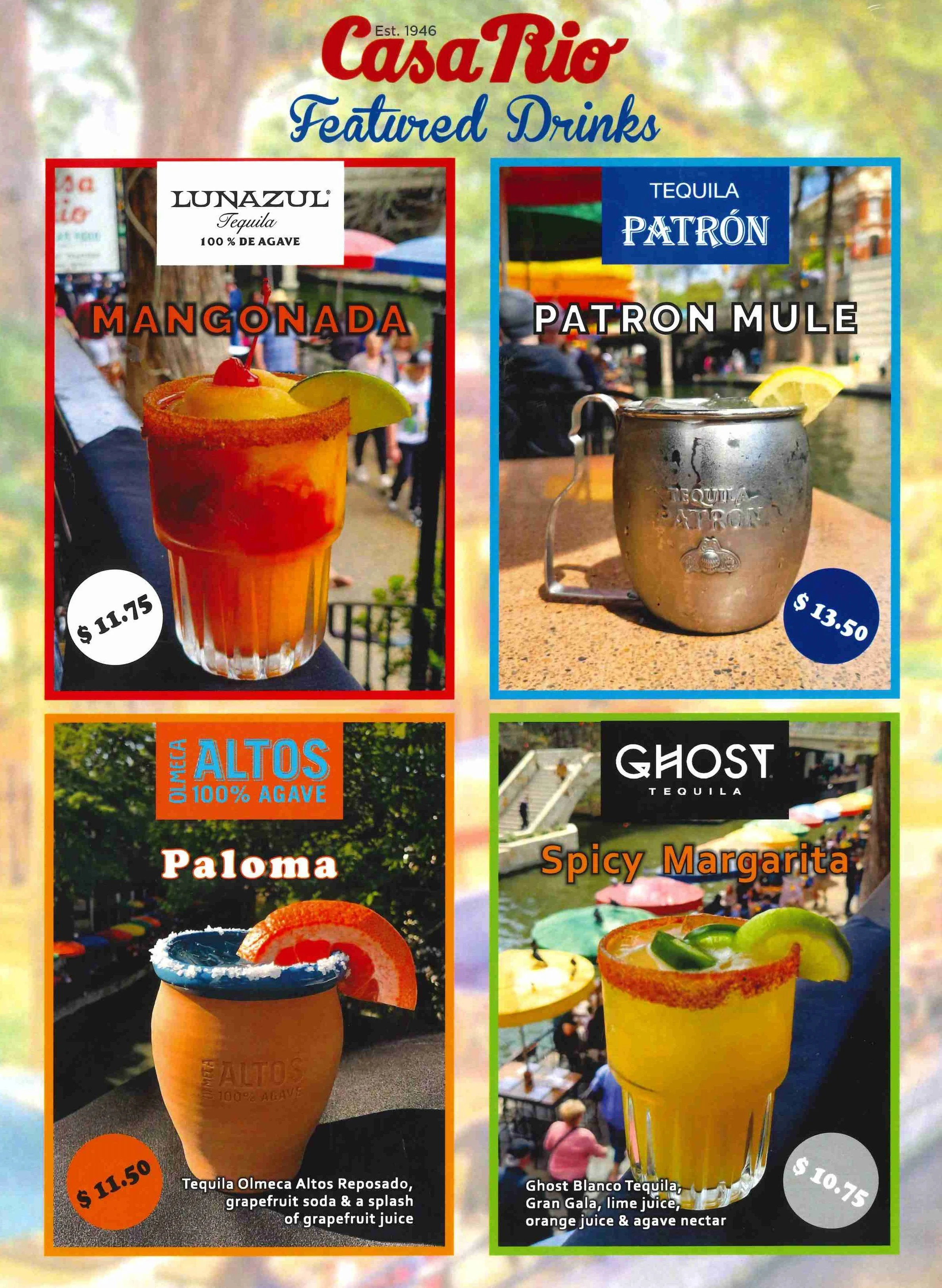 Feature Drinks: Mangonada, Mule, Paloma, Spicy Margarita