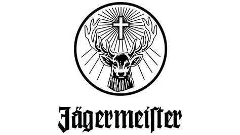 Logo of Jägermeister with a stag's head, a cross between its antlers, and the brand name below.