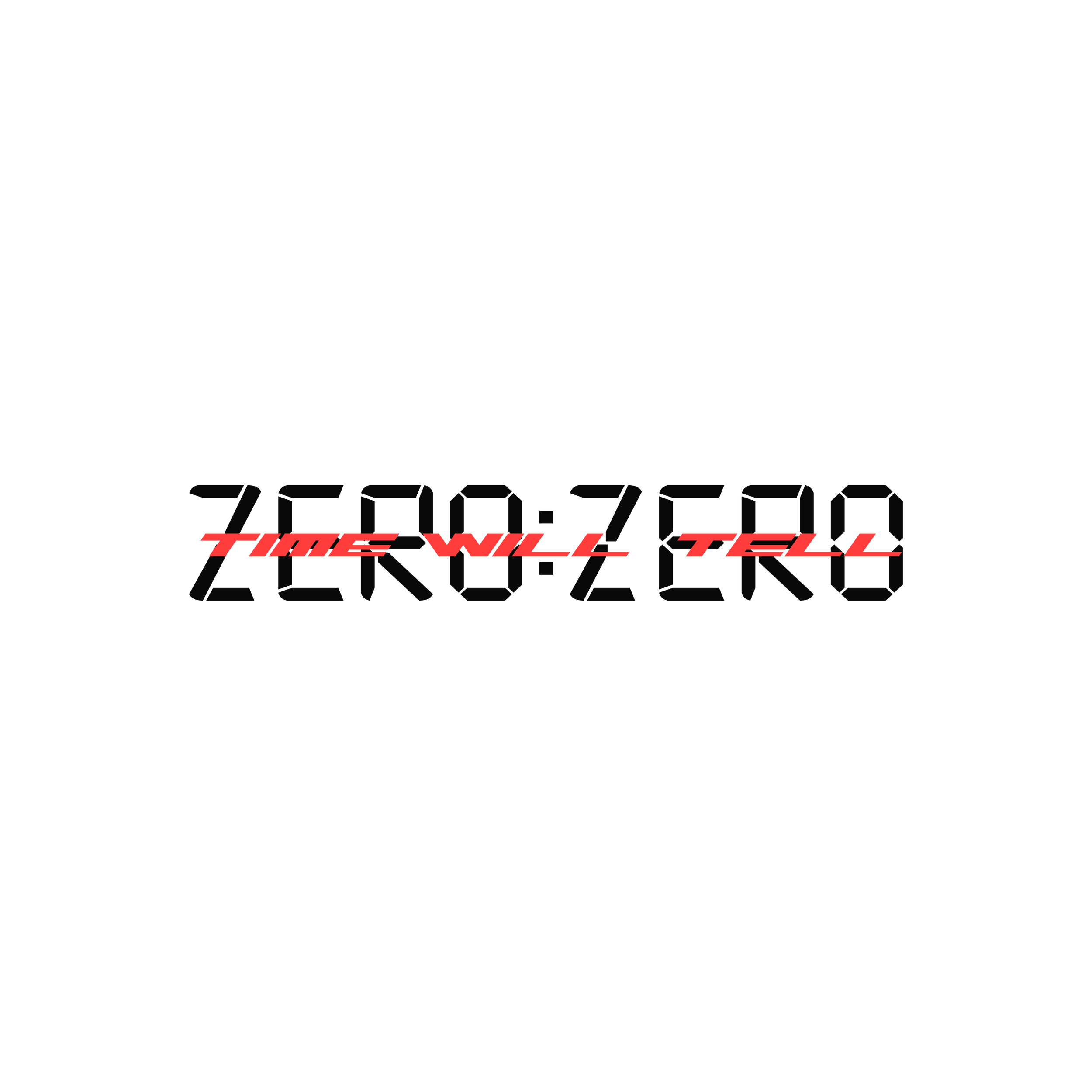 The image features a stylized logo with the phrase "ZERO.42" in large, black digital-style font. Below it, the words "TIME WILL TELL" are written in red, italicized, futuristic font.
