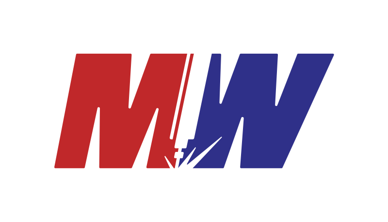 Stylized logo with red 'M' and blue 'W' separated by a vertical slash and lightning bolt design.