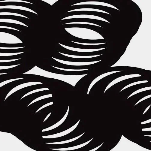 Abstract black and white pattern with curved lines and oval shapes