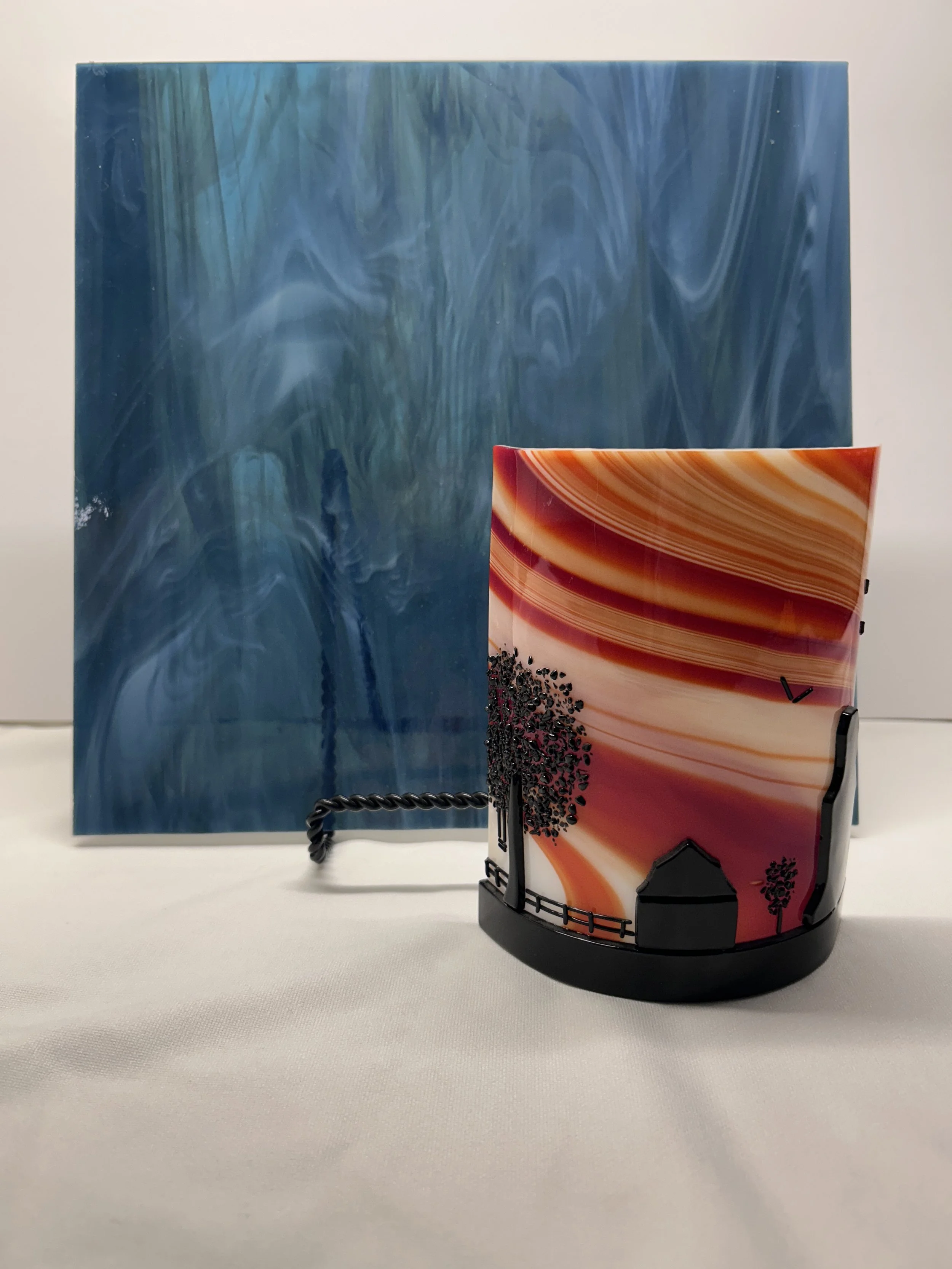 Fused Glass Smokey Silhouette Candle Front 