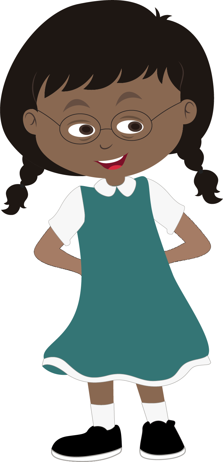 Black girl down syndrome waving (looking left).png