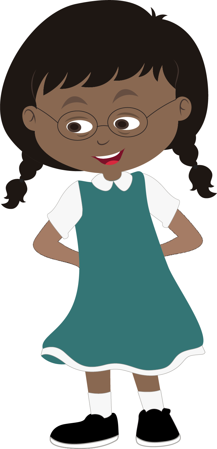 Black girl down syndrome waving (looking right).png