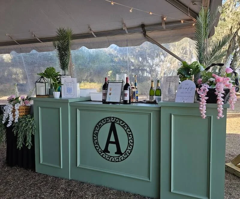 Sage bar that can be rented as 8ft of 14ft.