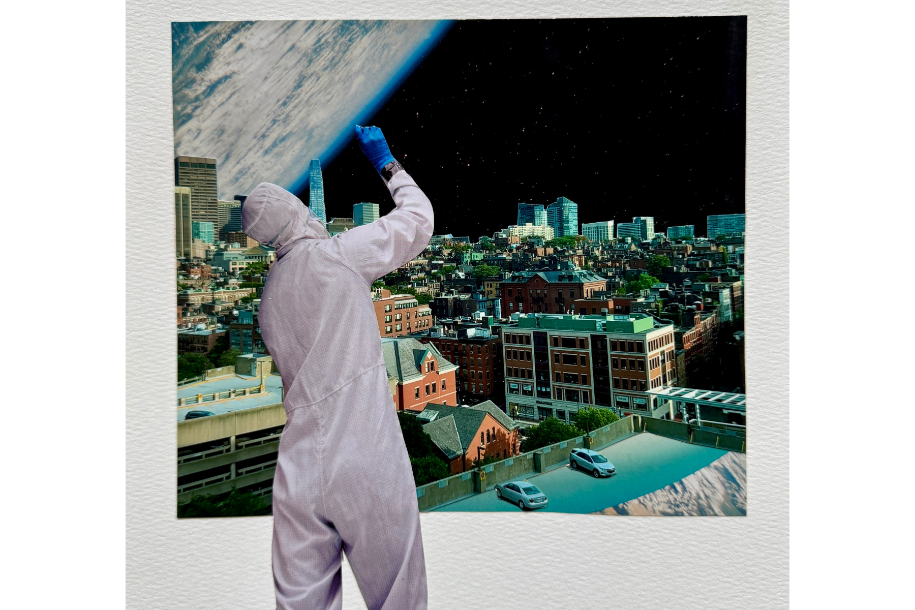 "A simulation?" built off of a photo I took of Boston with an image from space