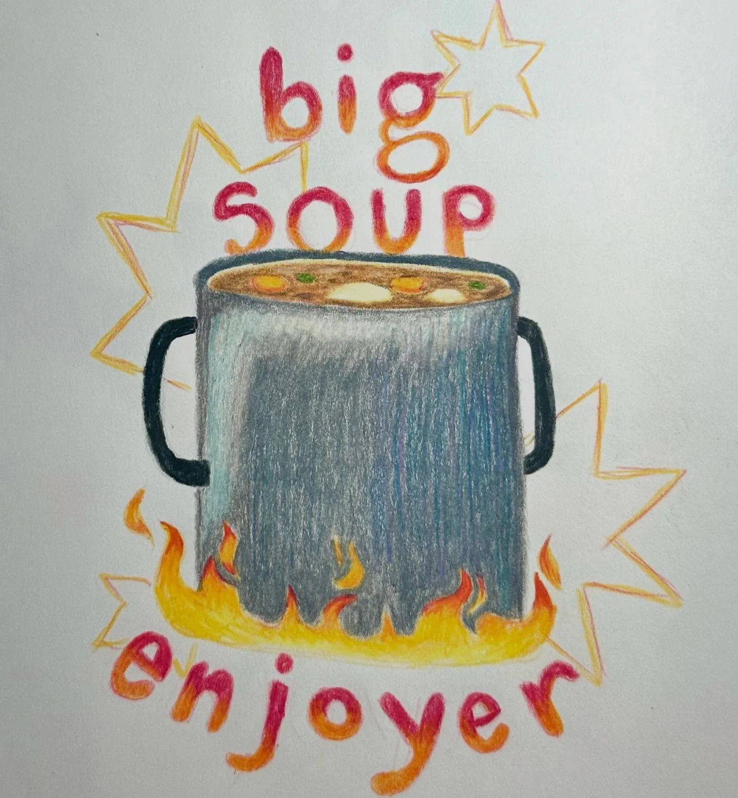 poorly lit doodles part two &lt;3 i made big soup last week its soup season babey