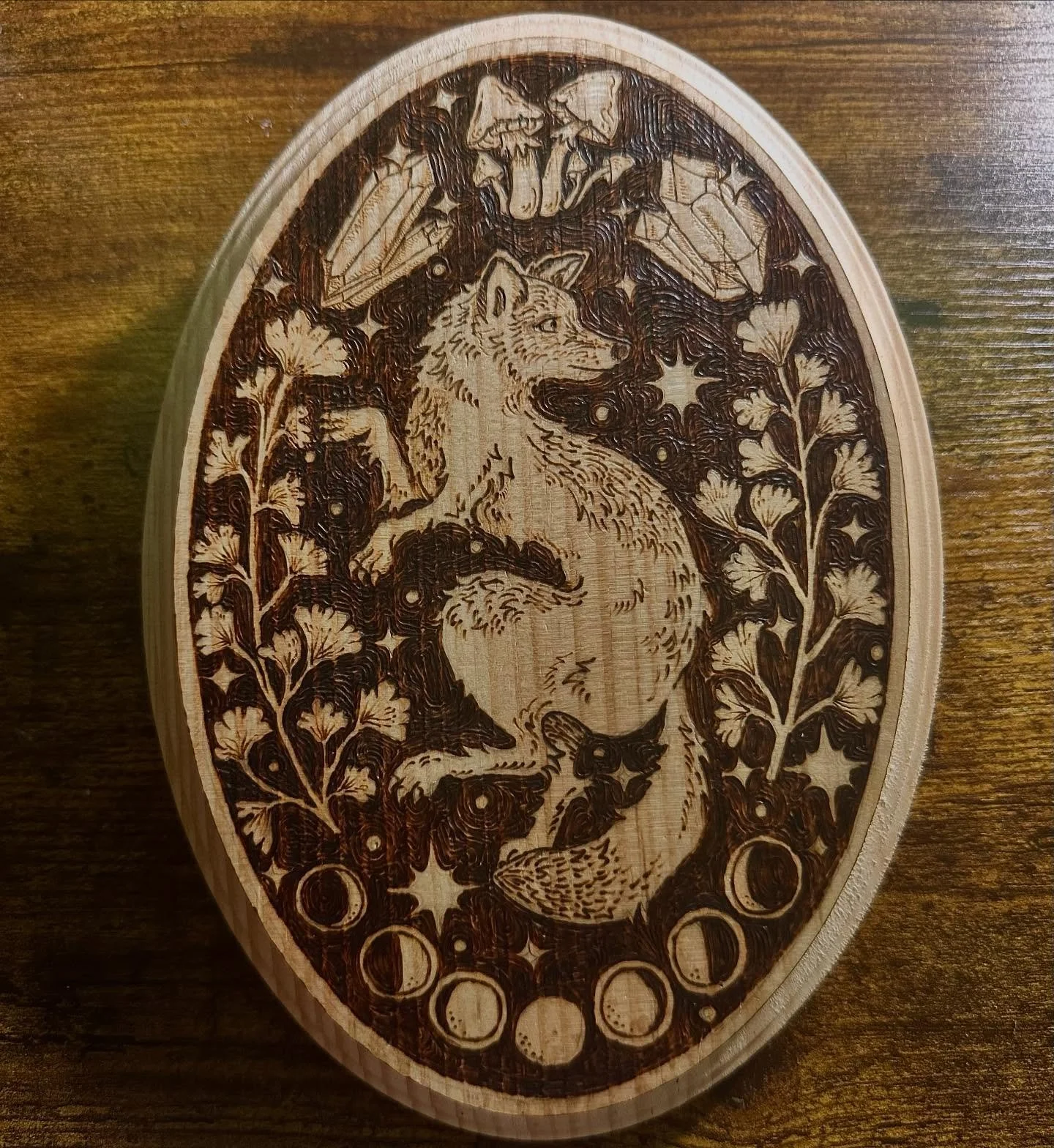 second wood burned piece all finished?!?!?! just wait until i graduate to a better burning tool that&rsquo;s not 20 bucks from the craft store when that happens it&rsquo;s OVER

#woodburning #pyrography #woodburningartwork