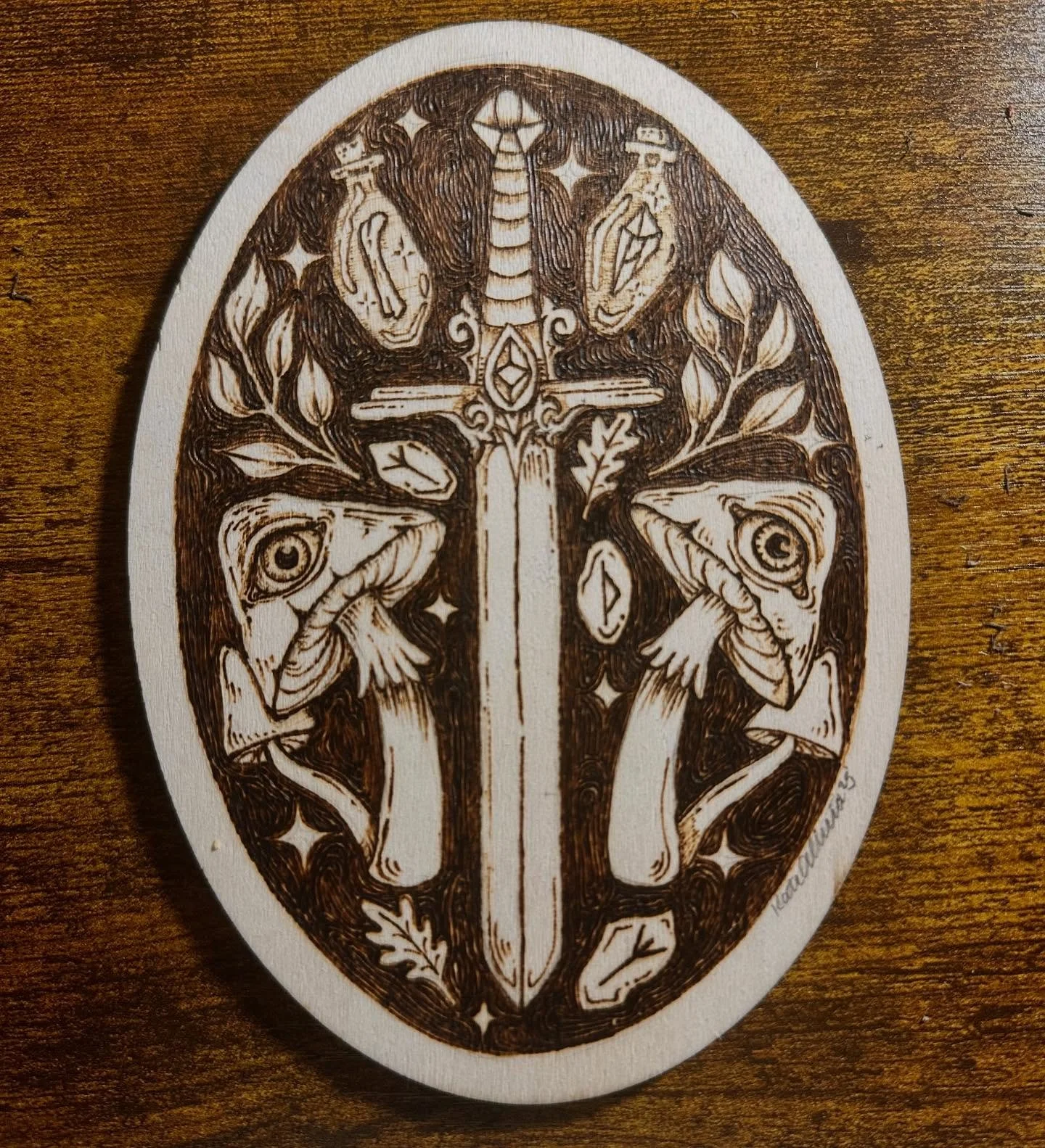 she&rsquo;s finished! I called this one a tester but was cursed to have to sketch actually come out so I committed to burning it and it&rsquo;s gorgeous :) so maybe not a curse???? 

Anyway the last slide is the piece I&rsquo;ve just now started and 