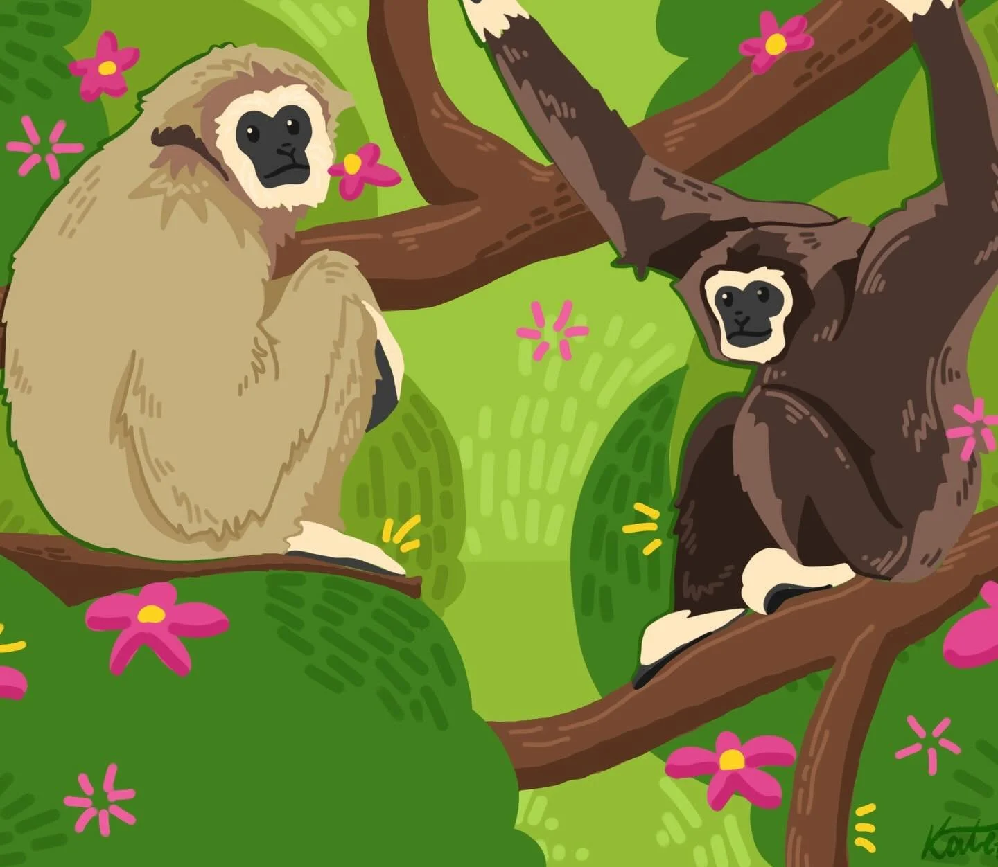 gibbons from last year :) 

#illustration #gibbons #digitalillustration