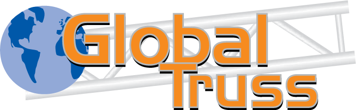 Global Truss Logo in orange with silver truss and blue globe