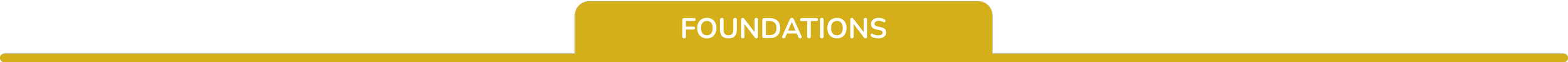 Close-up of a sign that says 'Foundations' in white letters on a yellow background.