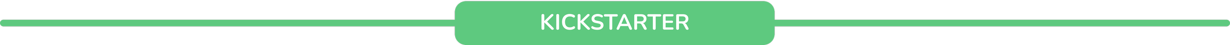 A graphic with the word 'KICKSTARTER' in white text on a green background. There are green lines above and below the word.