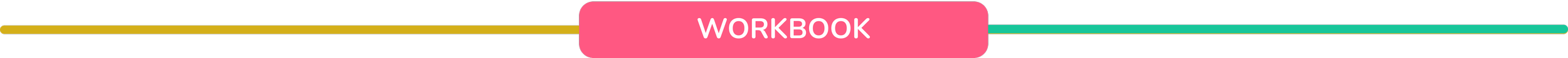 Close-up of a workbook cover with the word 'WORKBOOK' in white on a pink label.