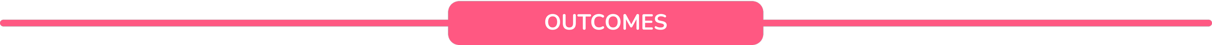 An infographic with a pink banner at the top labeled 'OUTCOMES' and horizontal lines extending from each side.