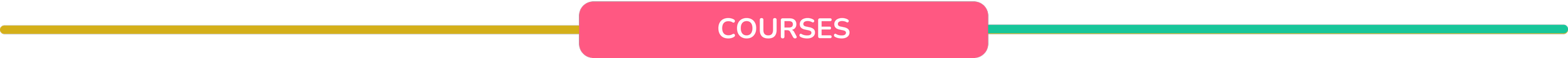 A close-up of a colorful infographic section with a pink header labeled 'COURSES' and a turquoise line underneath, featuring gold accents.