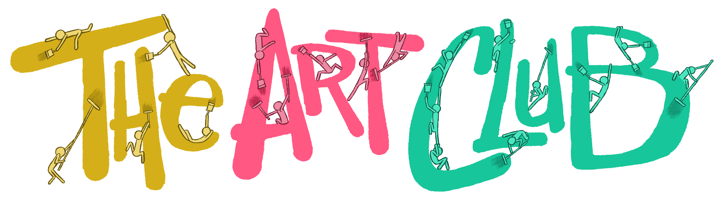 Colorful text reading 'The Art Is UP' with small illustrations of people climbing on the letters.