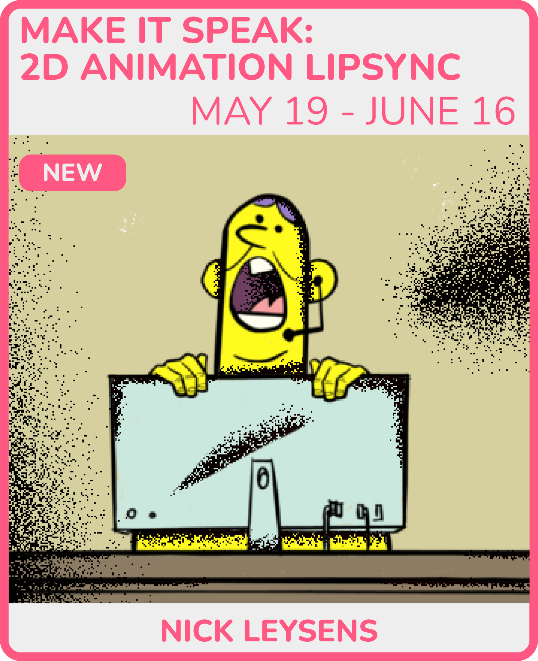 Cartoon image of a man with yellow skin, standing at a table, yelling at a computer monitor.