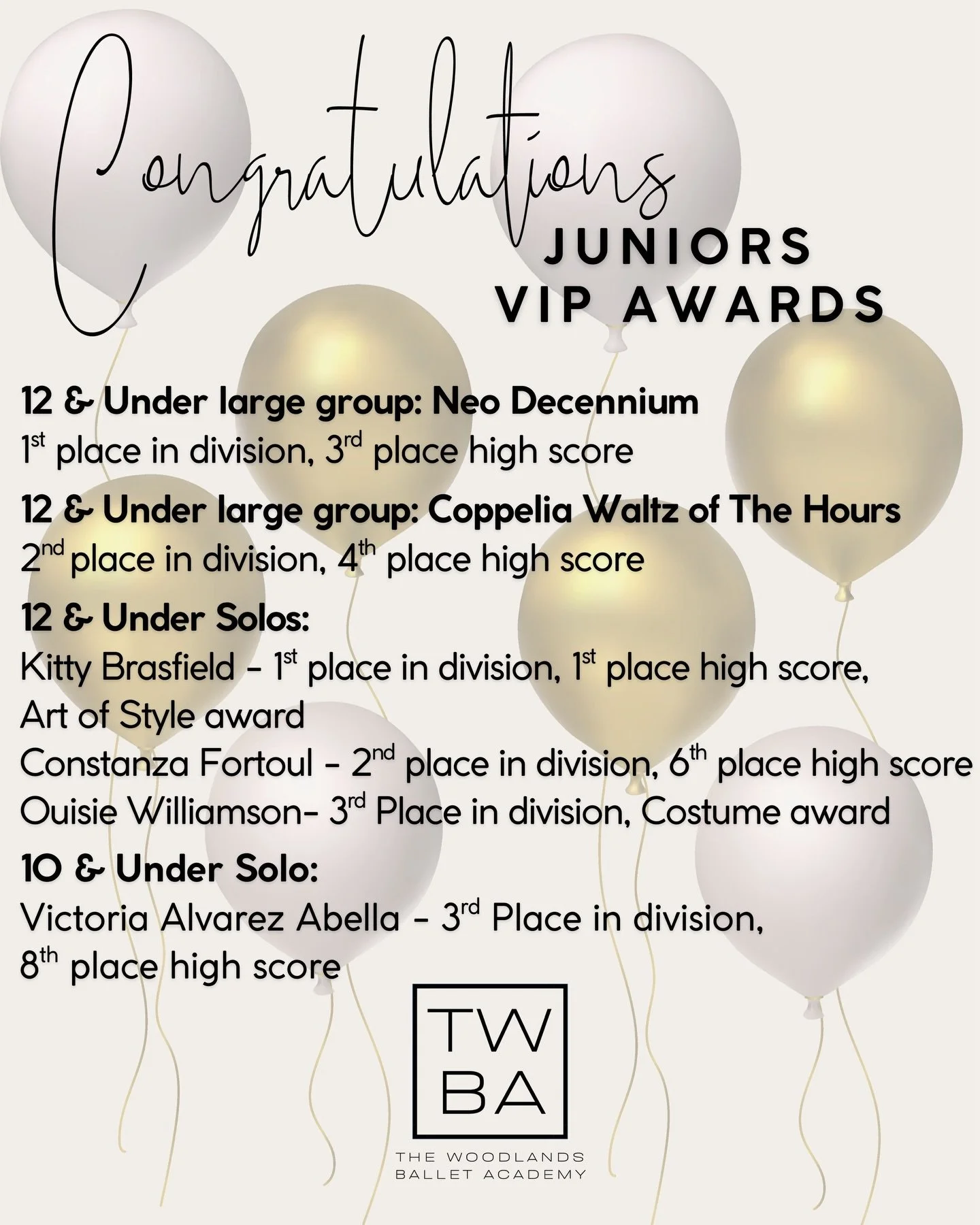 Huge congratulations to Junior Academy! You all did an amazing job at @vipdancecomp over the weekend! You're building priceless stage experience and confidence each time you take the stage! Lovely work! 🤍 
Thank you Mrs. Brasfield for all you do for