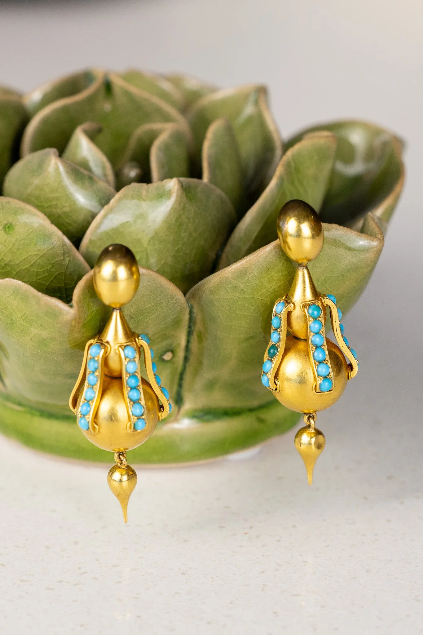 Gold & Turquoise Antique Earring