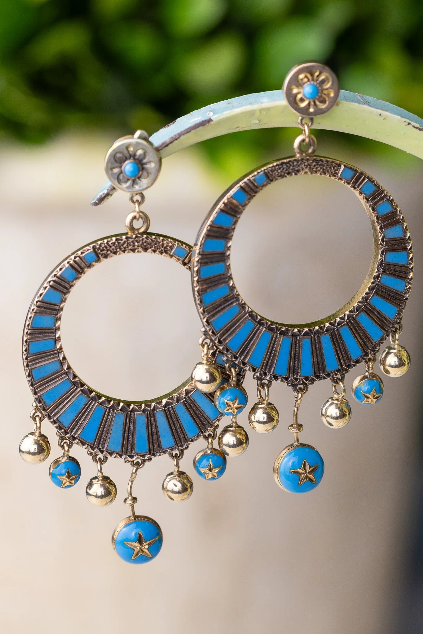 Antique Turquoise Enamel Earring