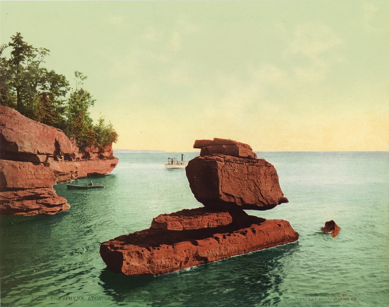 Archival image of Lake Superior with rocks