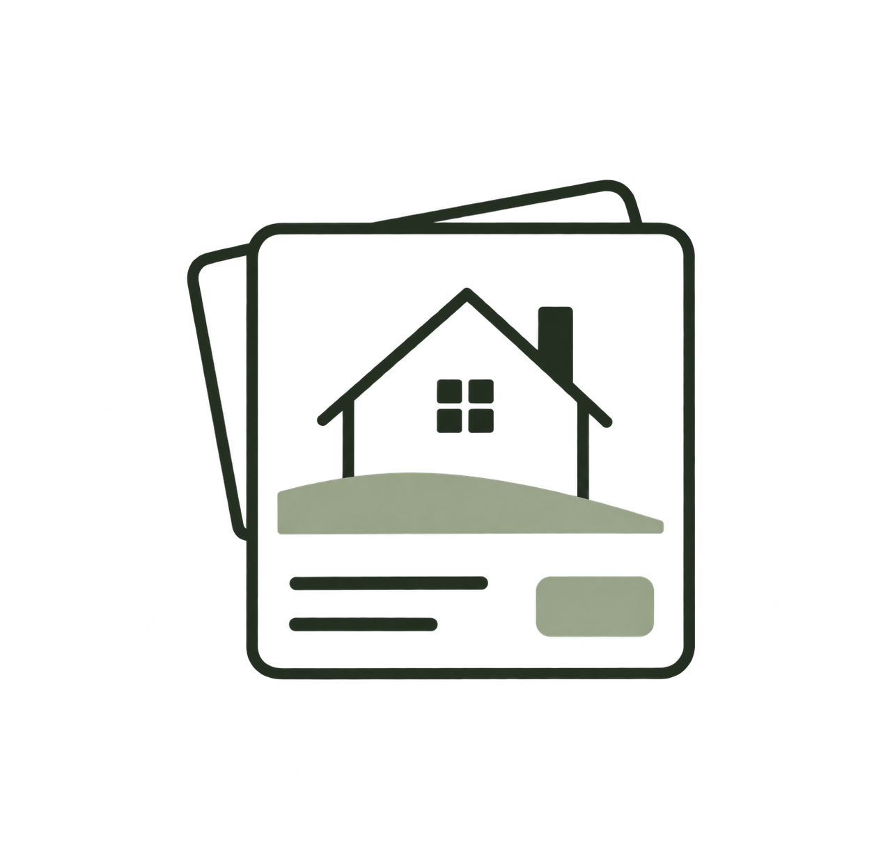 Geometric drawing of an outline square with sections divided by vertical, horizontal, and diagonal lines.