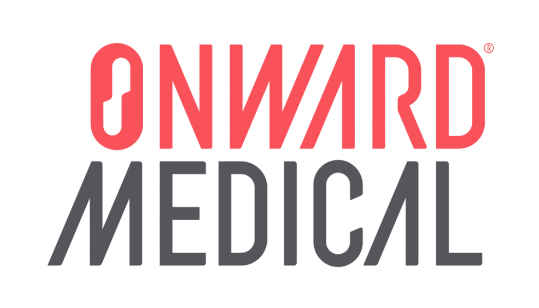 Logo with the words "Onward Medical" in red and gray stylized font.