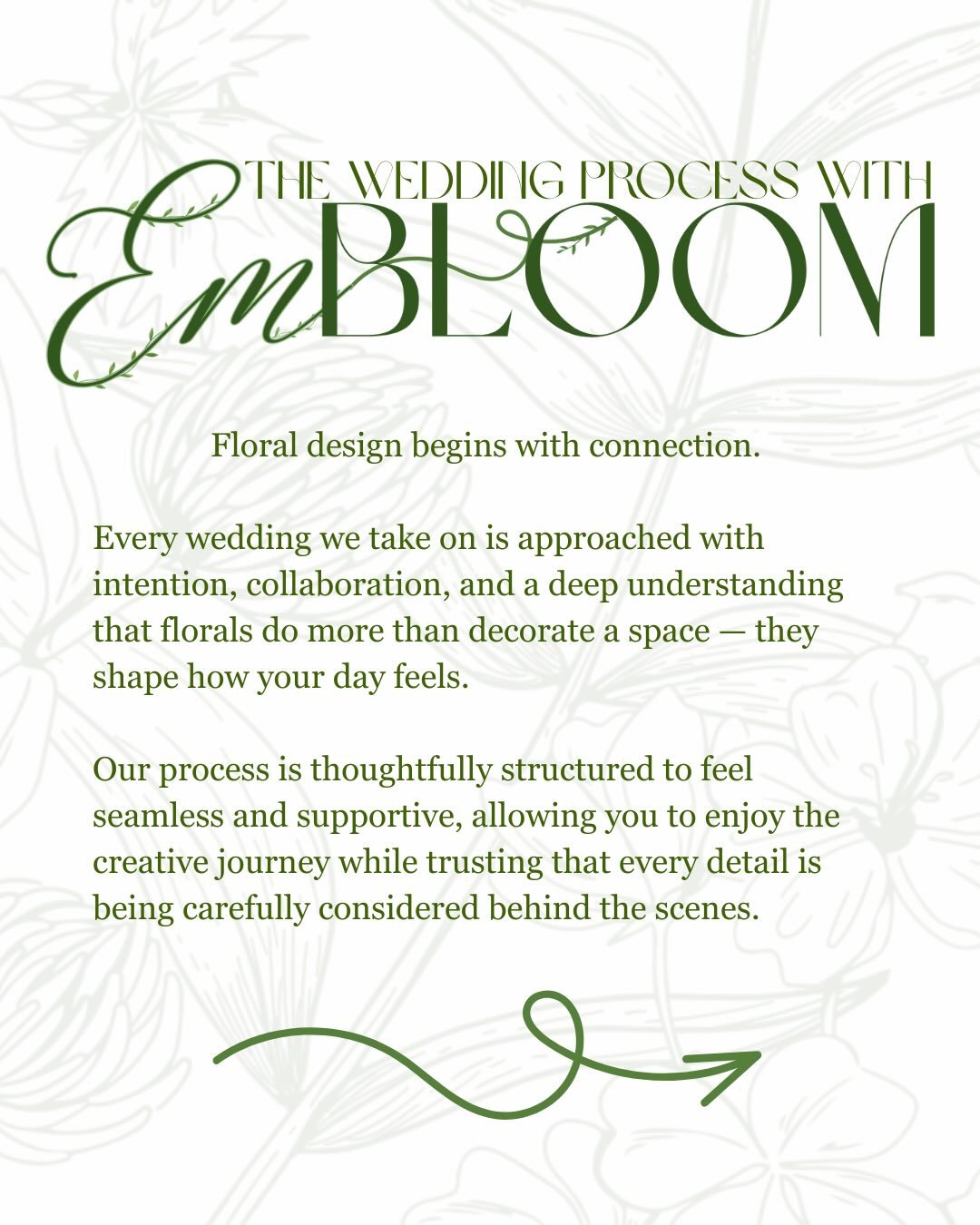 We want every client to know exactly what to expect&mdash; how we collaborate, how decisions are made, and how your floral vision comes to life from start to finish. 

For inquiring minds, here is a behind-the-scenes look at EmBloom&rsquo;s wedding p