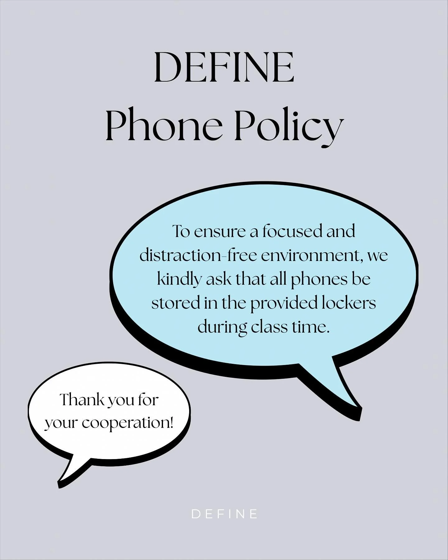 📱We love seeing you fully present! 

Please leave phones inside the lockers so everyone can enjoy a peaceful, distraction free class. 

Thank you 💙